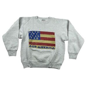 Vintage American Eagle Sweatshirt Mens L Oneita Patriotic Crew Neck USA Heather